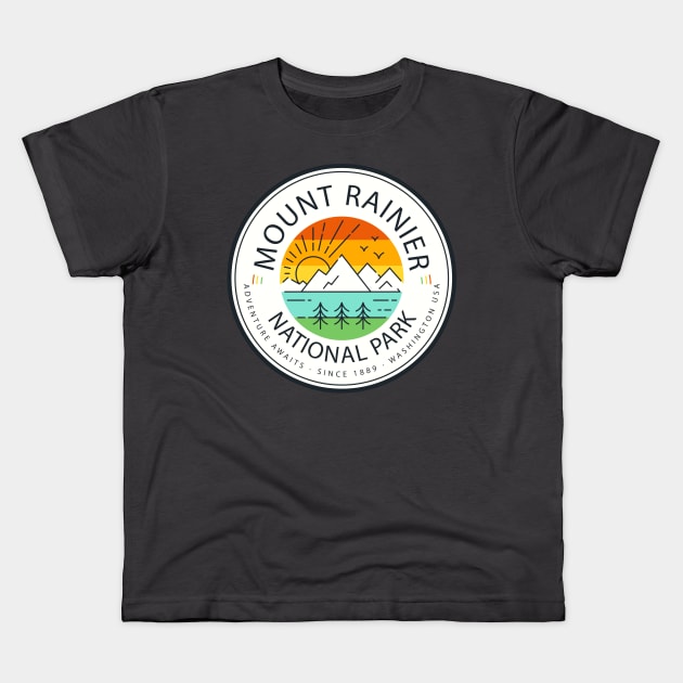 Mount Rainier National Park Kids T-Shirt by roamfree